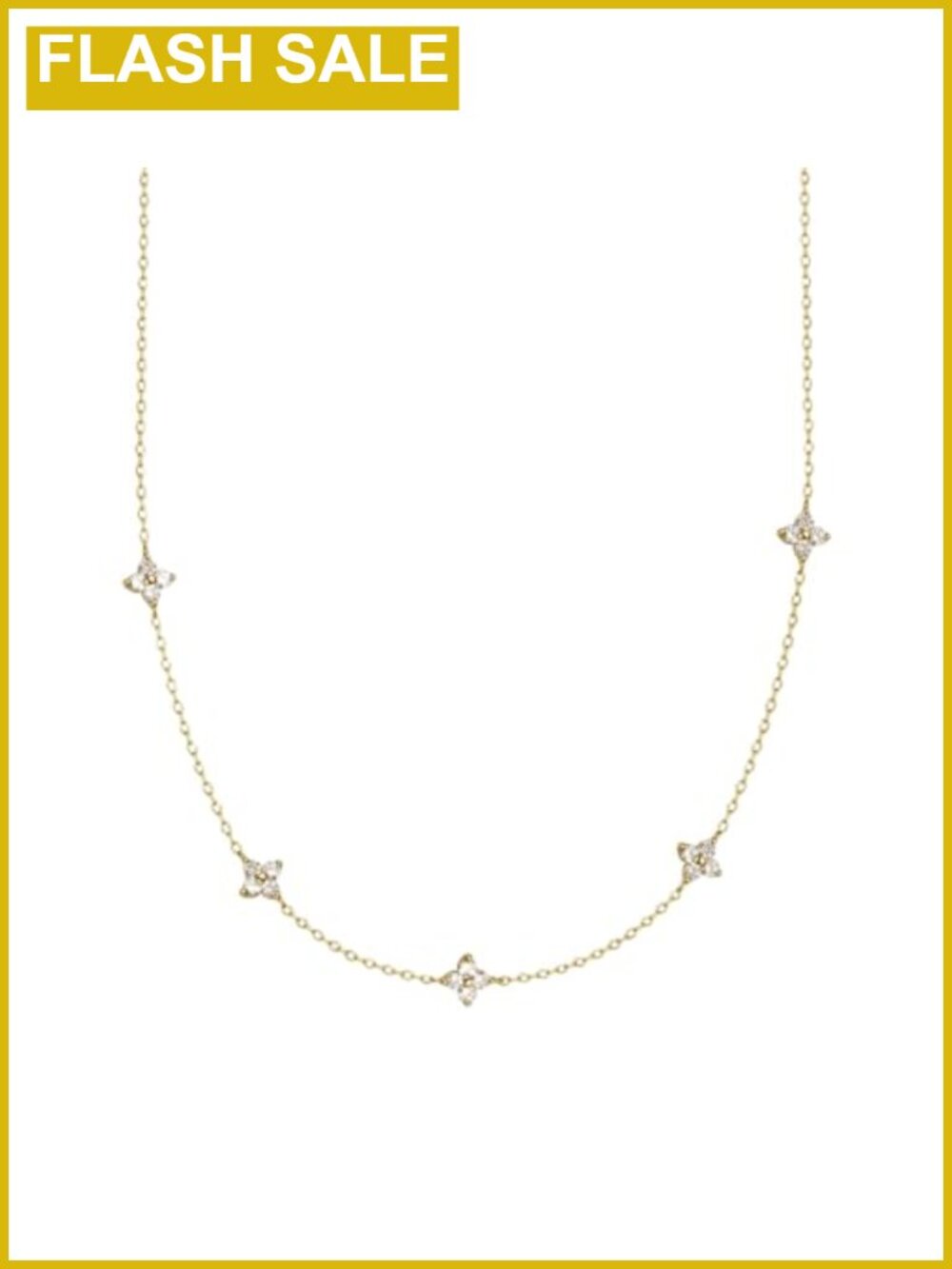 Gold Plated Cubic Zirconia Station Choker Necklace